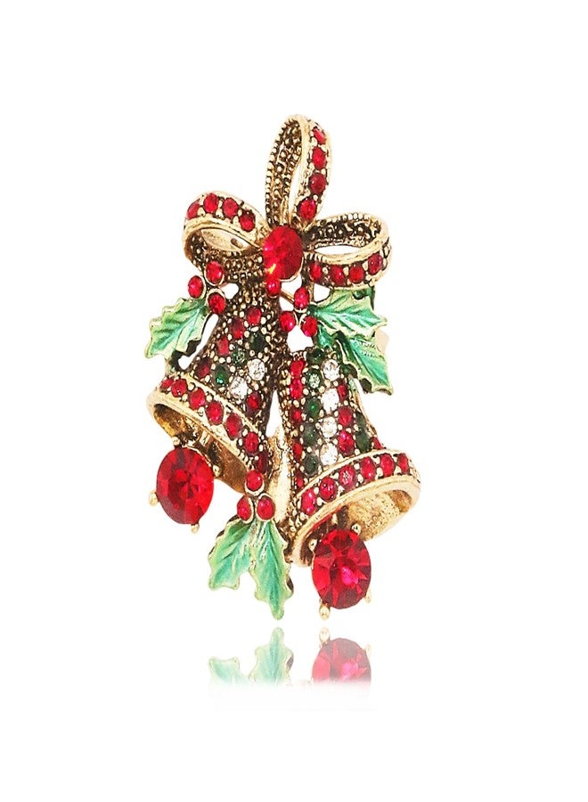 Xeyau Christmas Brooches Pins for Women Fashion Christmas Tree Candy Cane Bell Elk Brooch and Pins Bulk Holiday Brooches for Women Vintage Accessories Jewelry (Colorful-Bell) - Image 1